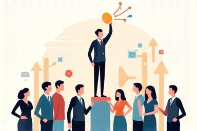Illustration representing leadership and guidance with a team